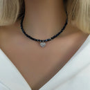 Colar feminino  com pingente de coração de zircônia