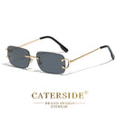 Óculos de Sol Retangulares CATERSIDE Unissex Sem Aro Pequenos  Lentes Degradê  Proteção UV400