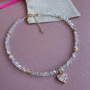 Colar feminino  com pingente de coração de zircônia