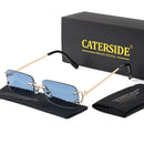 Óculos de Sol Retangulares CATERSIDE Unissex Sem Aro Pequenos  Lentes Degradê  Proteção UV400