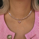 Colar feminino  com pingente de coração de zircônia