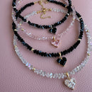 Colar feminino  com pingente de coração de zircônia