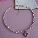 Colar feminino  com pingente de coração de zircônia