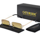 Óculos de Sol Retangulares CATERSIDE Unissex Sem Aro Pequenos  Lentes Degradê  Proteção UV400