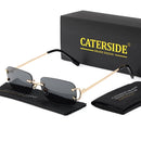 Óculos de Sol Retangulares CATERSIDE Unissex Sem Aro Pequenos  Lentes Degradê  Proteção UV400
