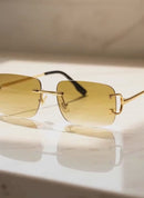Óculos de Sol Retangulares CATERSIDE Unissex Sem Aro Pequenos  Lentes Degradê  Proteção UV400